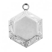 Metal Medaillon pendant hexagon 24x17mm Antique silver
